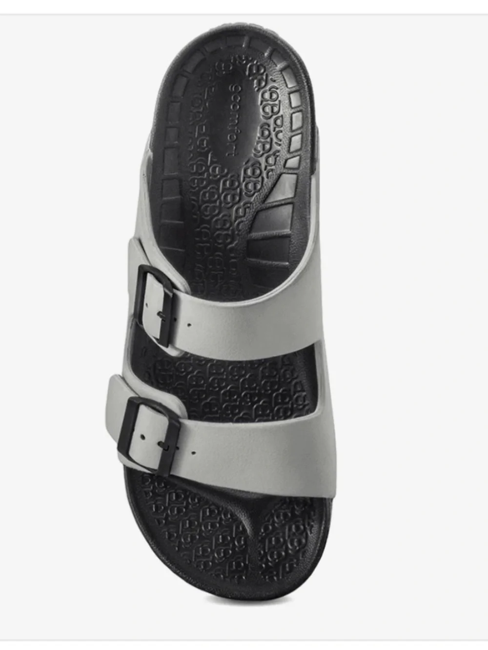 Men's Double-Buckle Slide Sandal in Light Gray